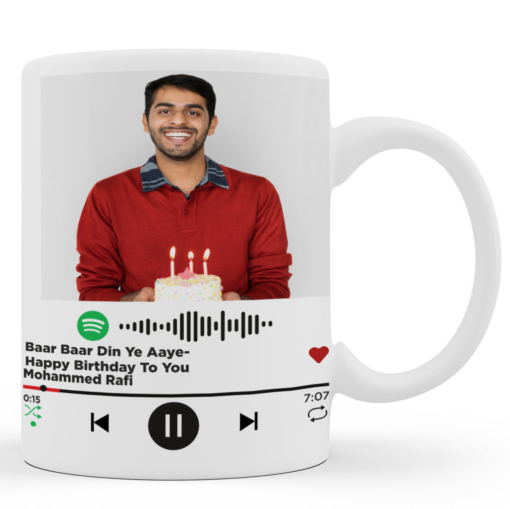 Personalised Mugs | Spotify | Happy Birthday Gift Mug | Baar Baar Din Ye Aaye | 325 Ml. 